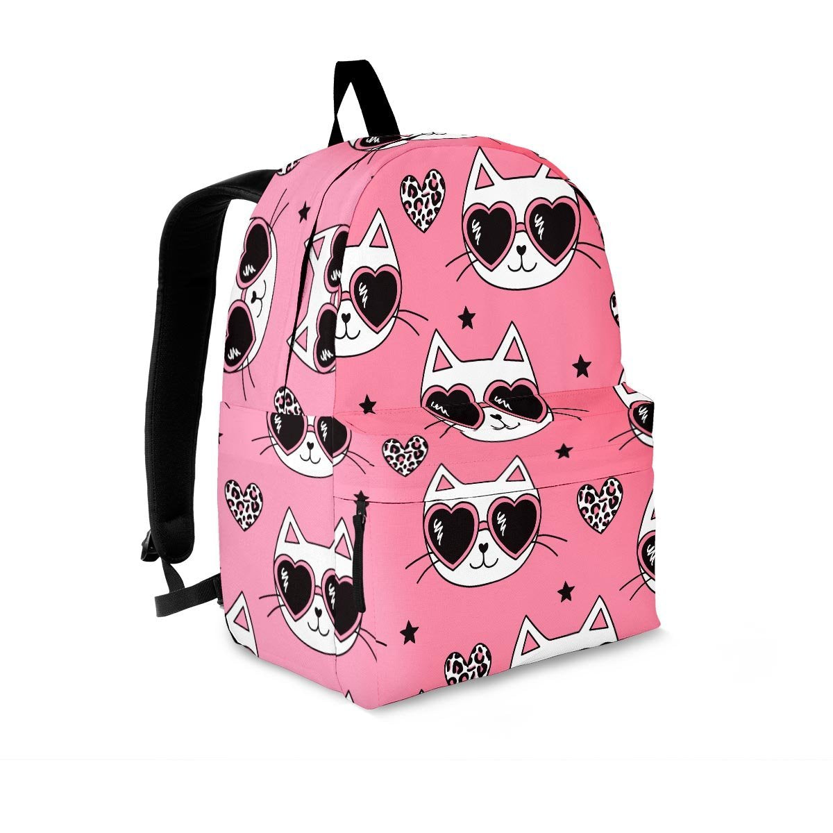 Pink Cat Print Backpack-grizzshop