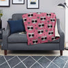 Pink Cat Print Blanket-grizzshop