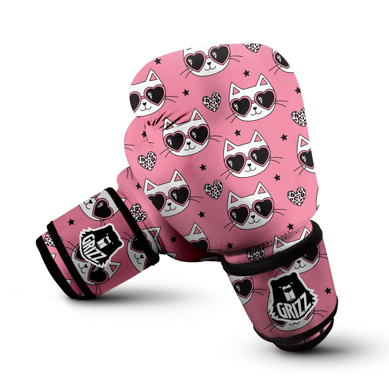 Pink Cat Print Boxing Gloves-grizzshop