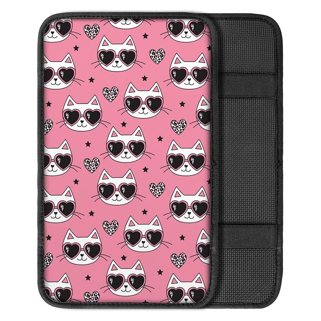 Pink Cat Print Car Console Cover-grizzshop