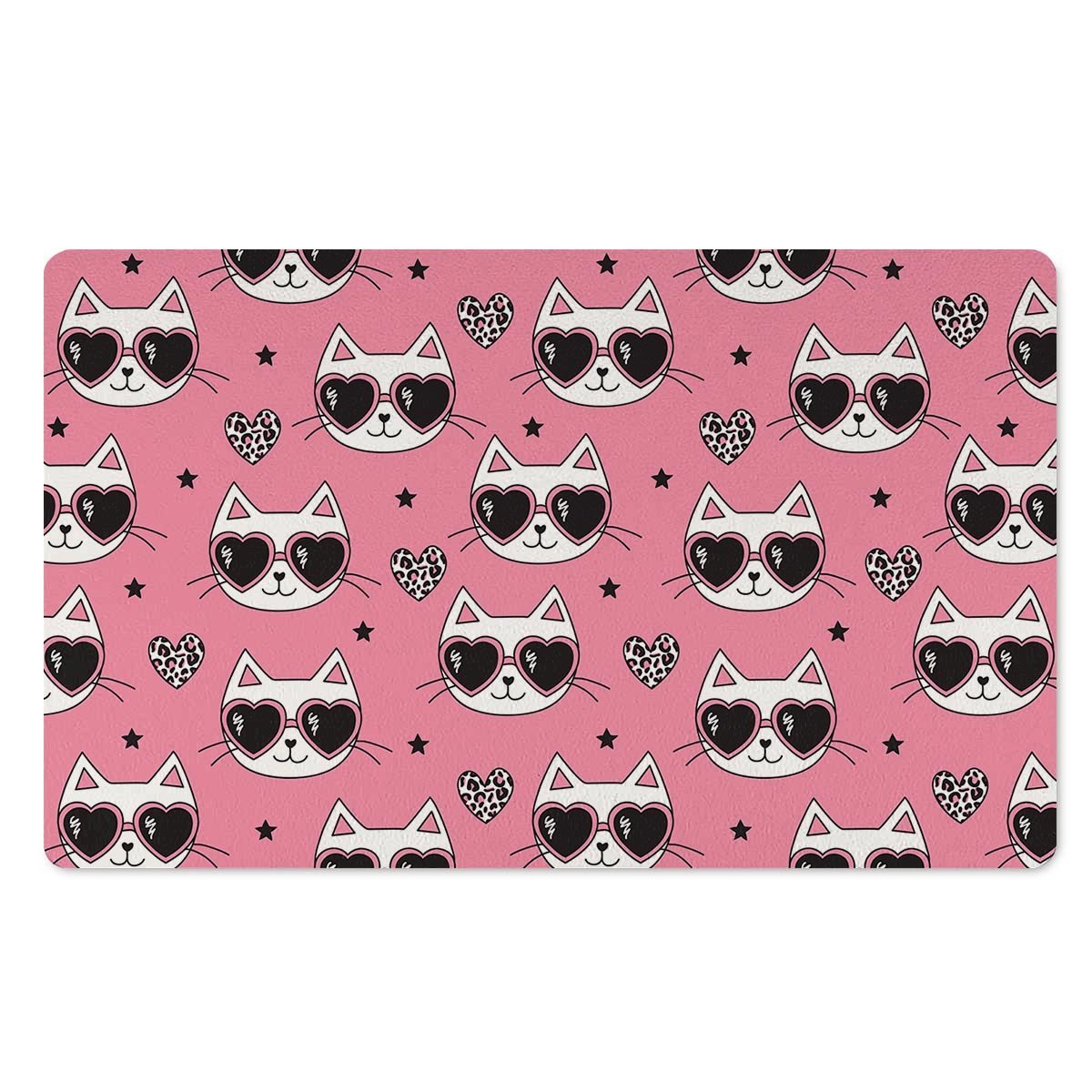 Pink Cat Print Door Mat-grizzshop