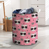 Pink Cat Print Laundry Basket-grizzshop