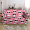 Pink Cat Print Loveseat Cover-grizzshop