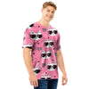 Pink Cat Print Men T Shirt-grizzshop