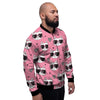 Pink Cat Print Men's Bomber Jacket-grizzshop