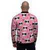 Pink Cat Print Men's Bomber Jacket-grizzshop