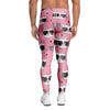 Pink Cat Print Men's Leggings-grizzshop