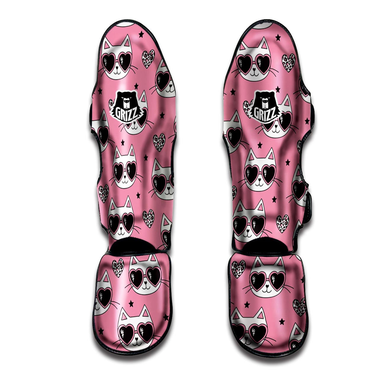 Pink Cat Print Muay Thai Shin Guard-grizzshop