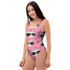 Pink Cat Print One Piece Swimsuite-grizzshop