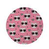 Pink Cat Print Round Rug-grizzshop