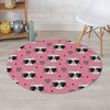 Pink Cat Print Round Rug-grizzshop