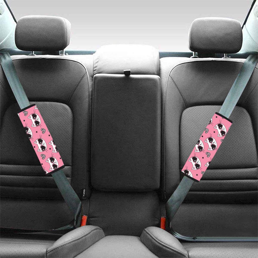 Pink Cat Print Seat Belt Cover-grizzshop