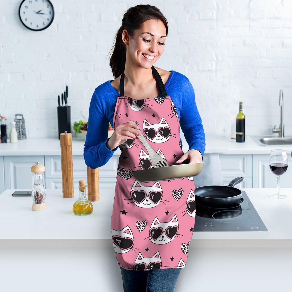 Pink Cat Print Women's Apron-grizzshop