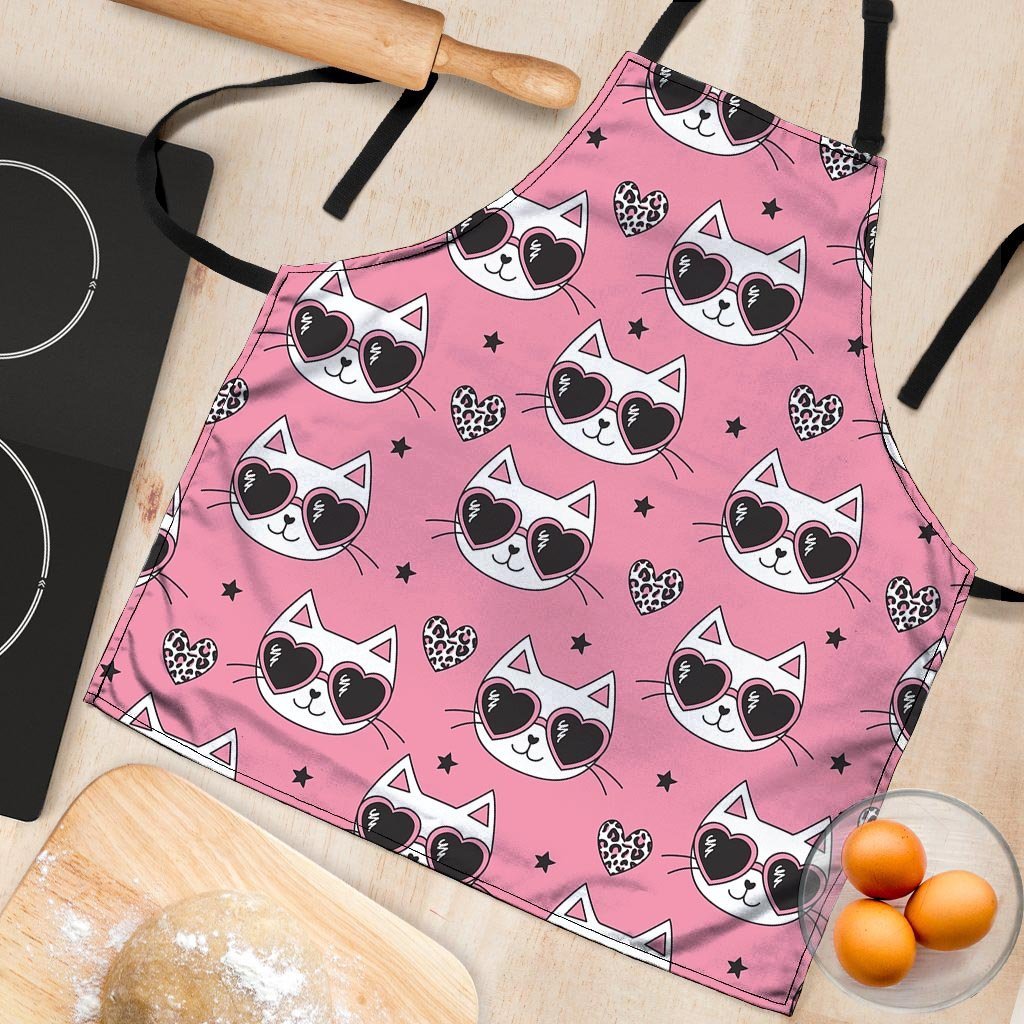 Pink Cat Print Women's Apron-grizzshop