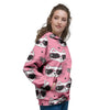 Pink Cat Print Women's Hoodie-grizzshop