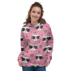 Pink Cat Print Women's Hoodie-grizzshop