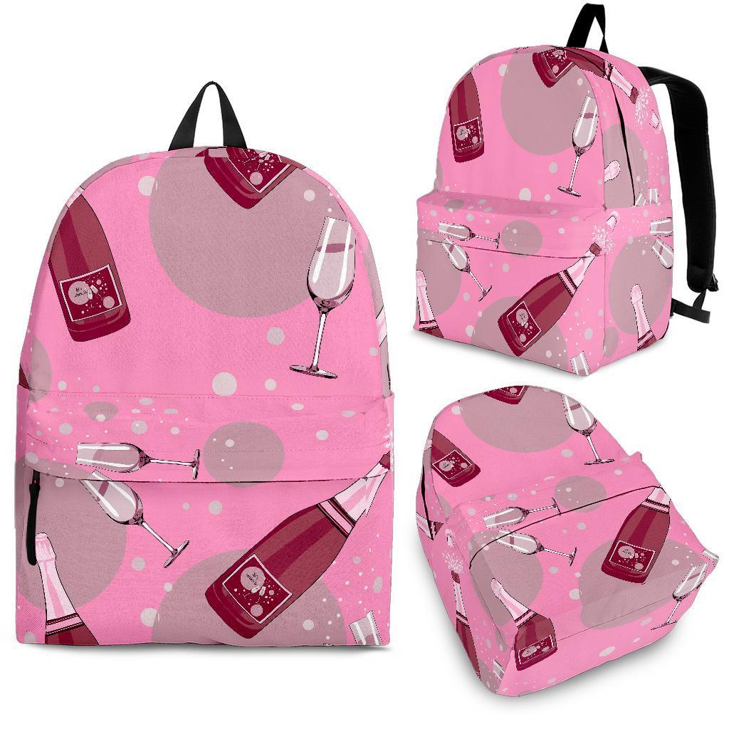 Pink Champagne Pattern Print Backpack-grizzshop