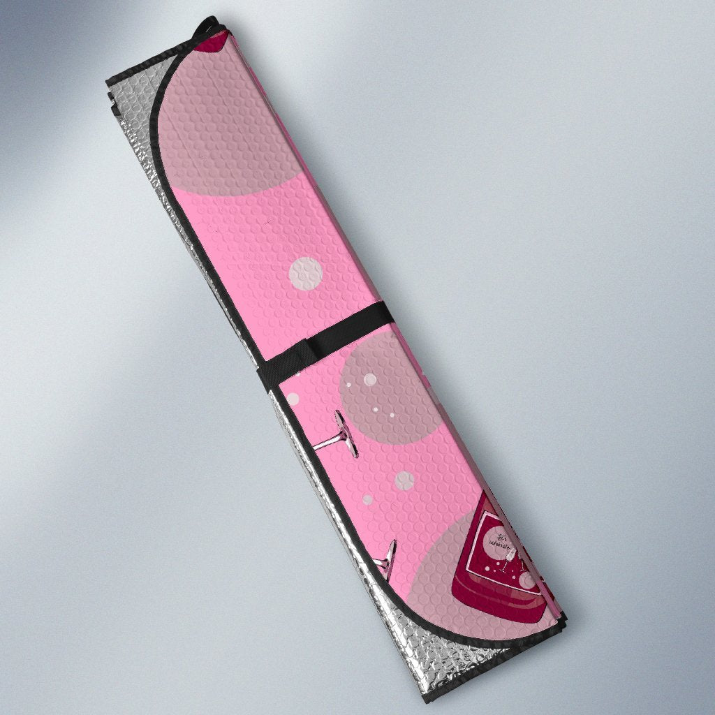 Pink Champagne Pattern Print Car Sun Shade-grizzshop