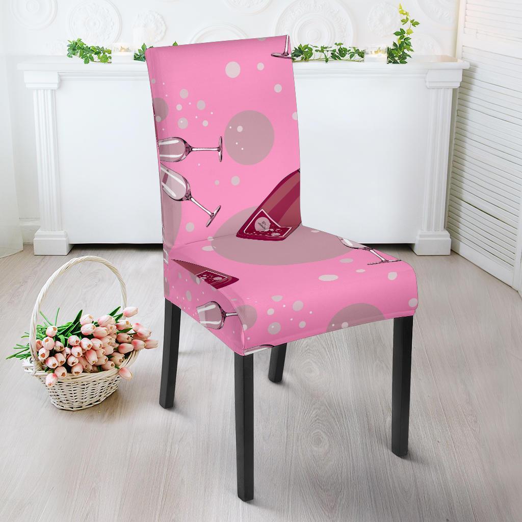 Pink Champagne Pattern Print Chair Cover-grizzshop