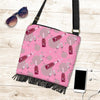 Pink Champagne Pattern Print Crossbody bags-grizzshop