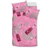 Pink Champagne Pattern Print Duvet Cover Bedding Set-grizzshop