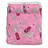 Pink Champagne Pattern Print Duvet Cover Bedding Set-grizzshop