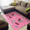 Pink Champagne Pattern Print Floor Mat-grizzshop