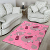 Pink Champagne Pattern Print Floor Mat-grizzshop