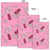 Pink Champagne Pattern Print Floor Mat-grizzshop