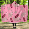 Pink Champagne Pattern Print Hooded Blanket-grizzshop