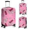 Pink Champagne Pattern Print Luggage Cover Protector-grizzshop