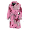 Pink Champagne Pattern Print Men Long Robe-grizzshop