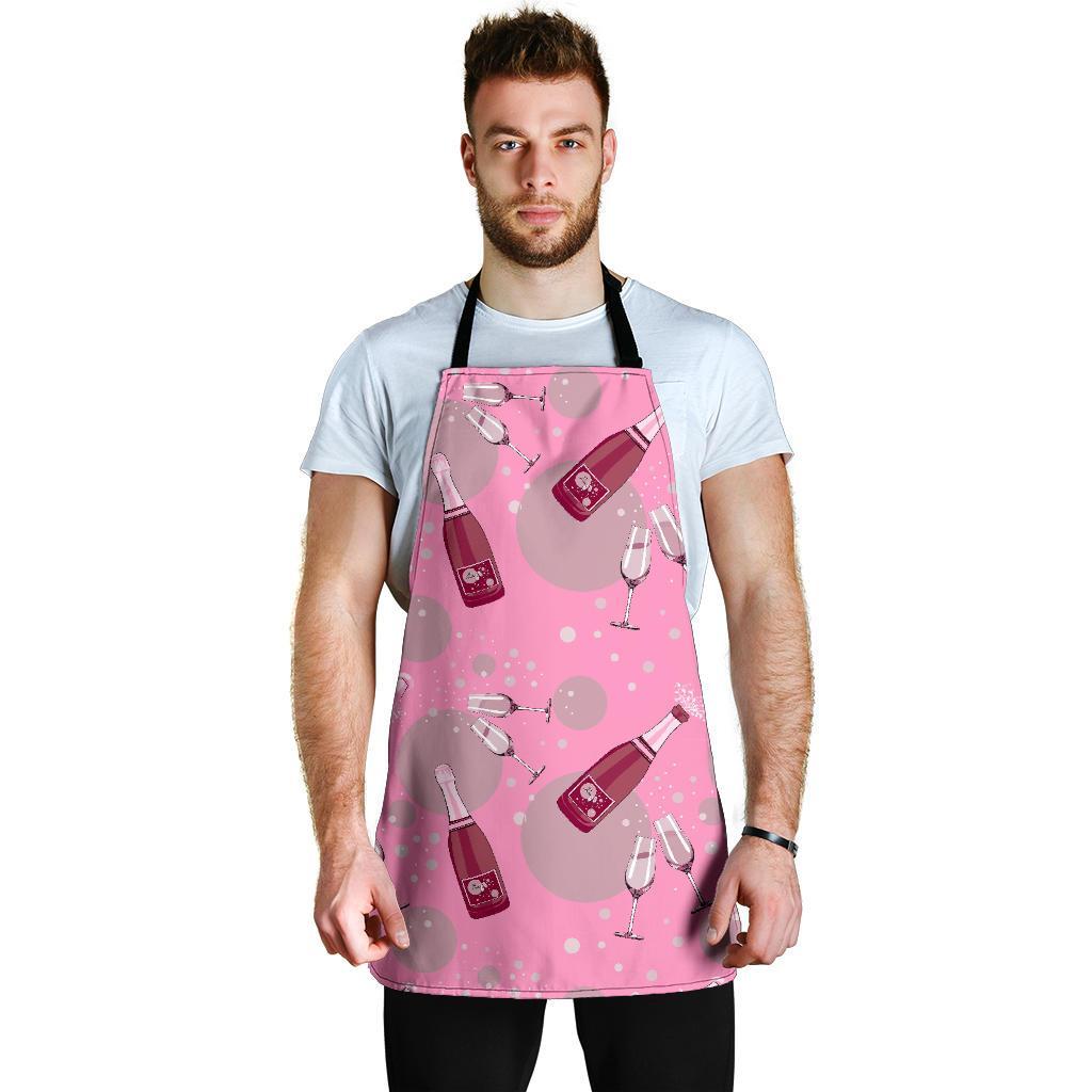 Pink Champagne Pattern Print Men's Apron-grizzshop