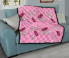 Pink Champagne Pattern Print Quilt-grizzshop