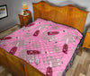 Pink Champagne Pattern Print Quilt-grizzshop