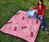 Pink Champagne Pattern Print Quilt-grizzshop