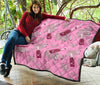 Pink Champagne Pattern Print Quilt-grizzshop