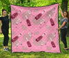 Pink Champagne Pattern Print Quilt-grizzshop