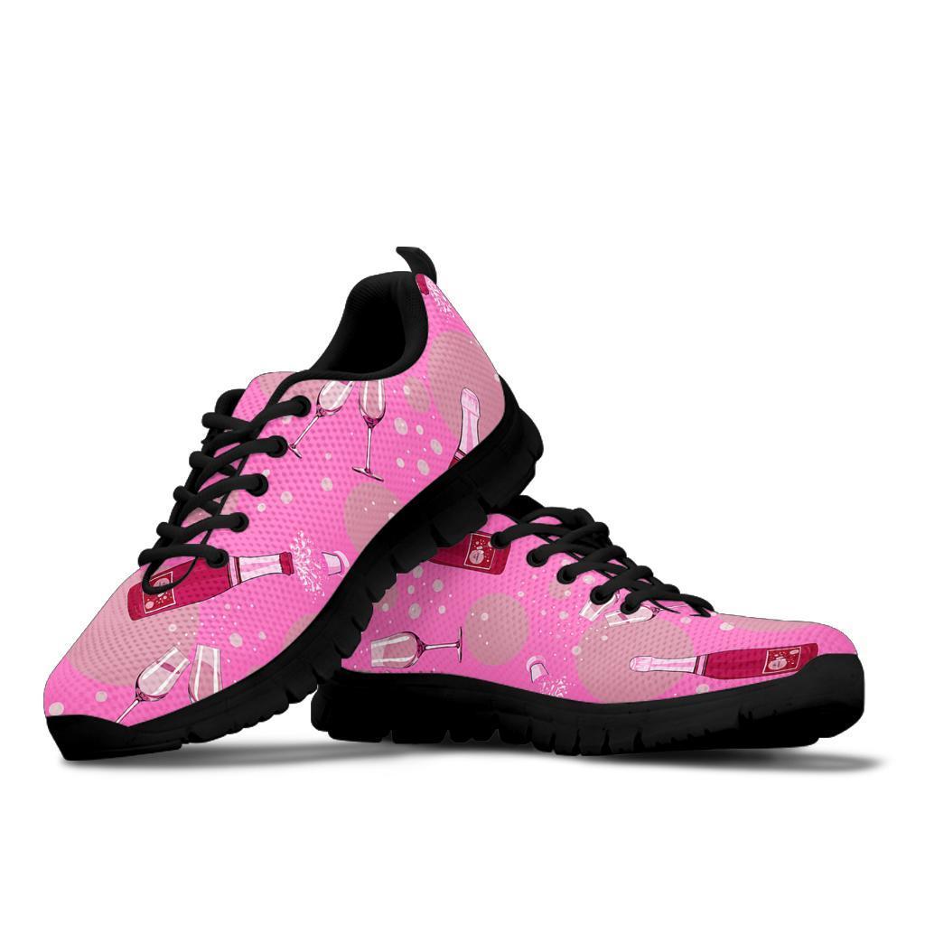 Pink Champagne Pattern Print Sneaker Shoes For Men Women-grizzshop