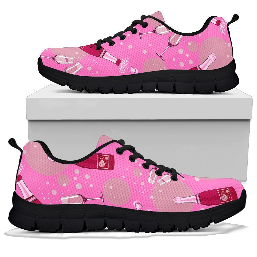 Pink Champagne Pattern Print Sneaker Shoes For Men Women-grizzshop