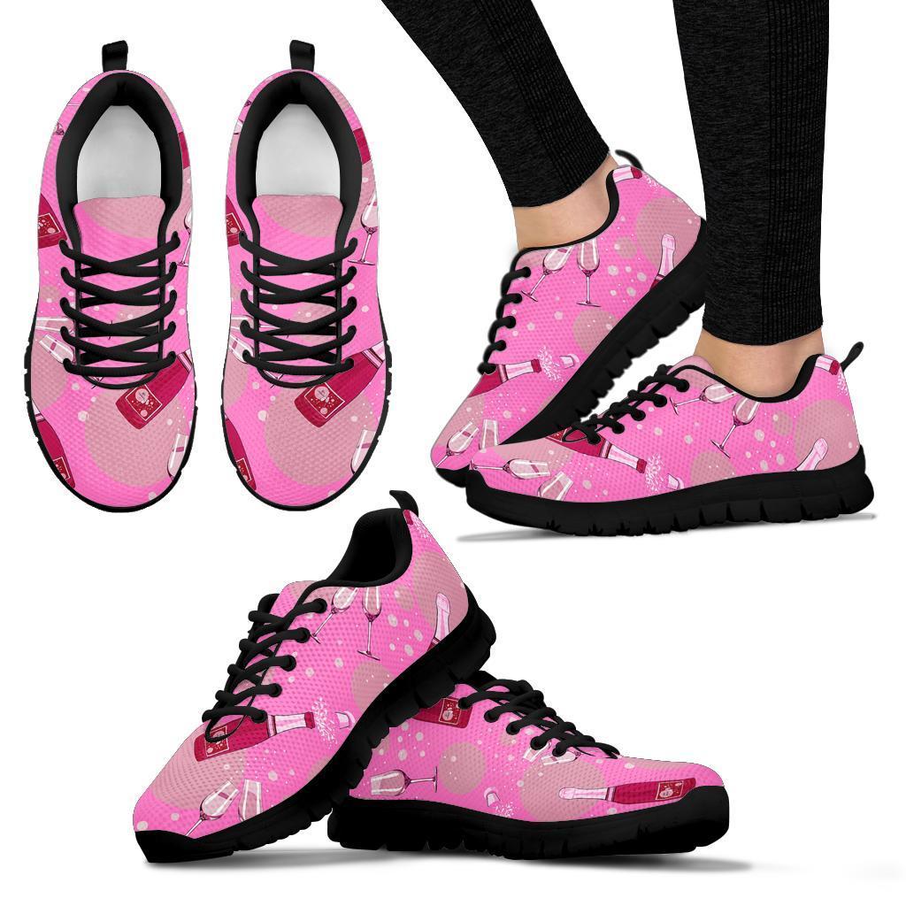 Pink Champagne Pattern Print Sneaker Shoes For Men Women-grizzshop