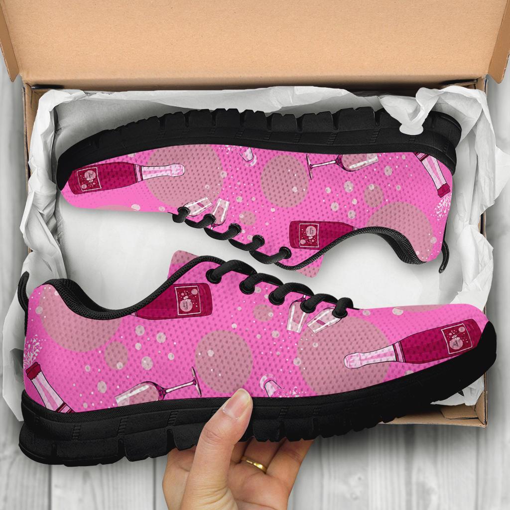 Pink Champagne Pattern Print Sneaker Shoes For Men Women-grizzshop