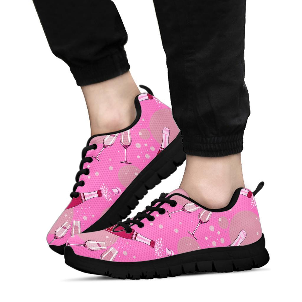 Pink Champagne Pattern Print Sneaker Shoes For Men Women-grizzshop