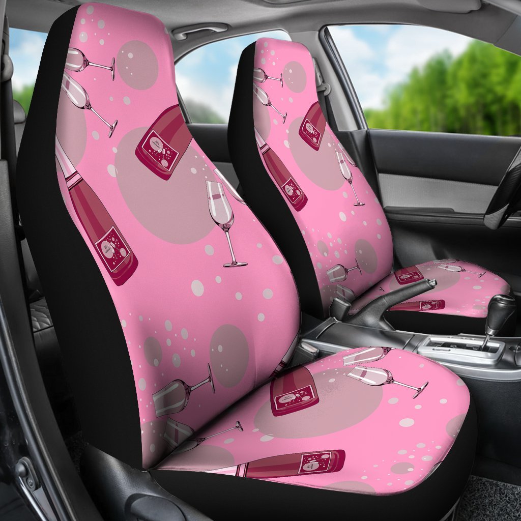 Pink Champagne Pattern Print Universal Fit Car Seat Covers-grizzshop