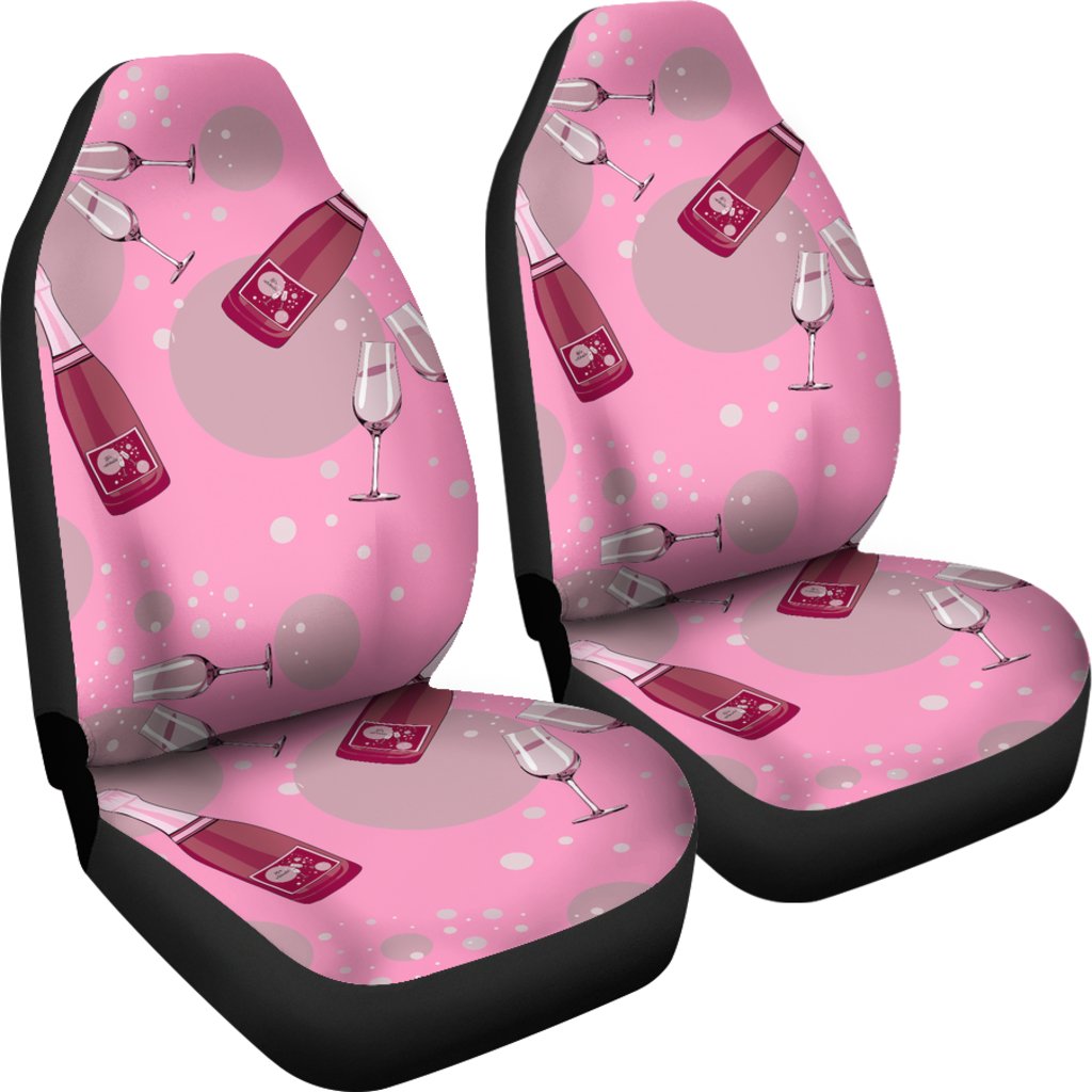 Pink Champagne Pattern Print Universal Fit Car Seat Covers-grizzshop