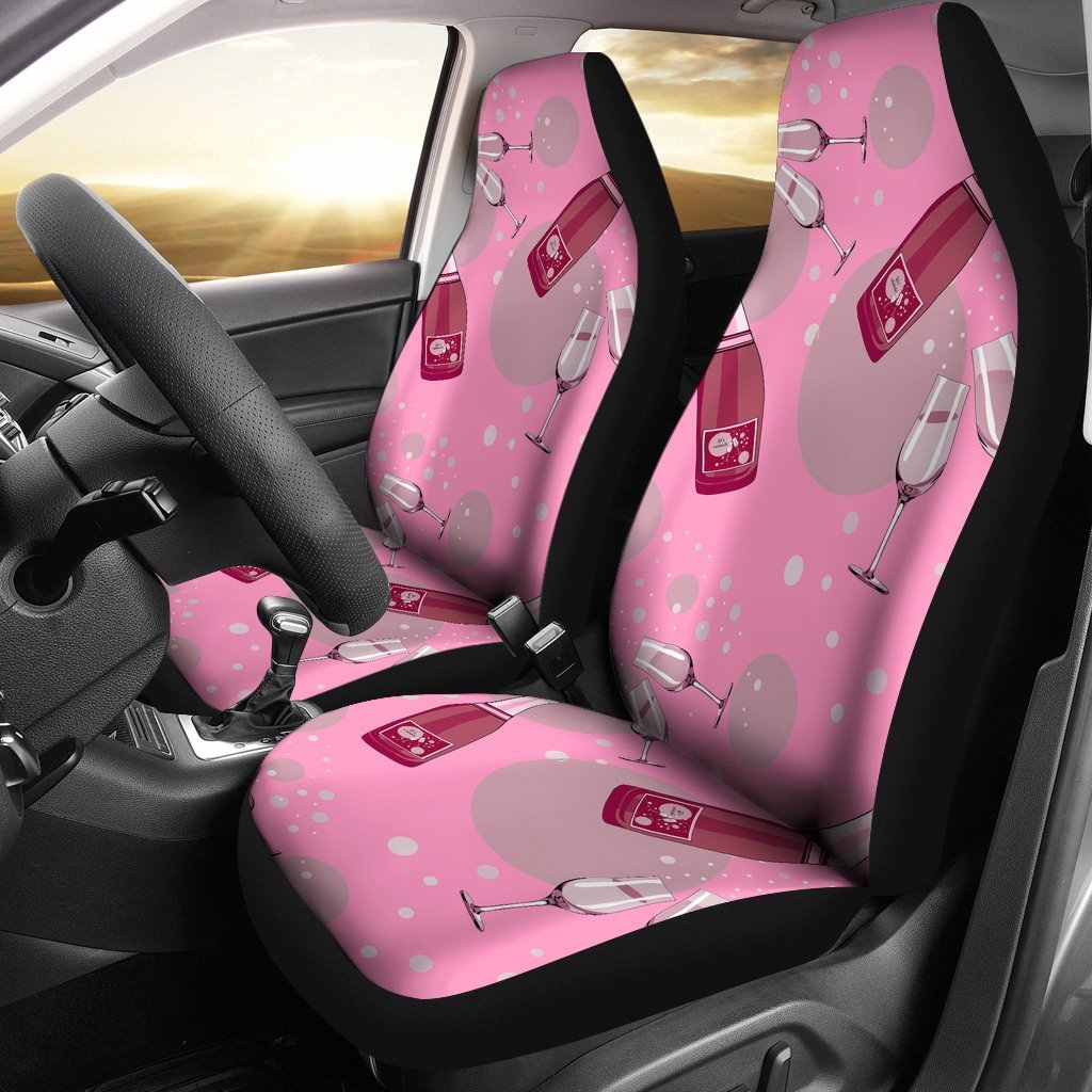 Pink Champagne Pattern Print Universal Fit Car Seat Covers-grizzshop