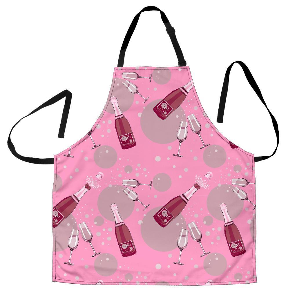 Pink Champagne Pattern Print Women's Apron-grizzshop