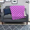 Pink Checkered Flag Print Blanket-grizzshop