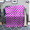 Pink Checkered Flag Print Blanket-grizzshop