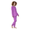 Pink Checkered Flag Print Women's Pajamas-grizzshop